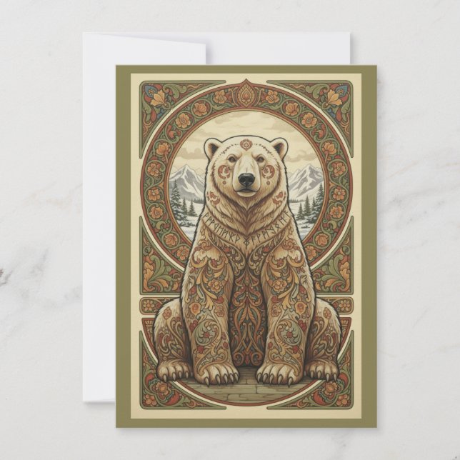 Woodland Polar Bear Art Flat Thank You Card Dankeskarte (Vorderseite)