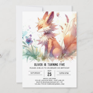 Woodland Printable Fox Birthday Einladung