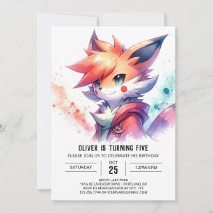 Woodland Printable Fox Birthday Einladung