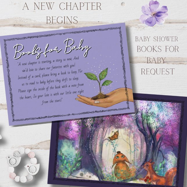 Woodland Purple Forest Books for Baby Request  Begleitkarte (Woodland Purple Forest Books for Baby Request Enclosure Card)