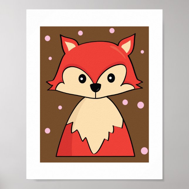 Woodland Red Fox Illustration Poster Print (Vorne)