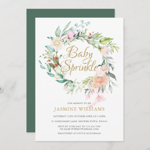 Woodland Rose Gold Script Baby Sprinkle Einladung
