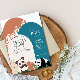 Woodland Safari Animals Boy Baby Shower Einladung
