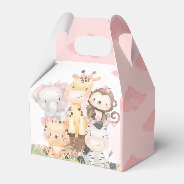 Woodland Safari Animals Girl Baby Dusche Geschenkschachtel (Vorderseite)