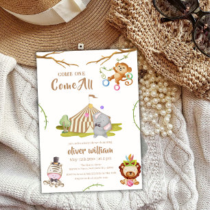 Woodland Safari Circus Baby Dusche Einladung