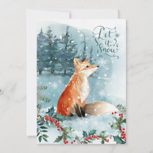 Woodland scene, fox Christmas Flat Greeting Card Karte