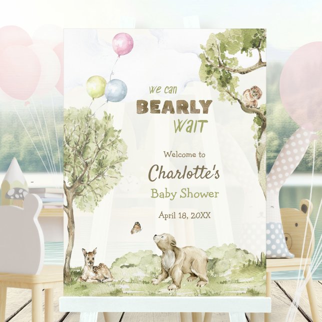 Woodland Scenery Bearly Wait Welcome Baby Shower Acrylschild (Woodland Scenery Bearly Wait Welcome Baby Shower Acrylic Sign ©Susanne Sachers - Sunny Mind 🌞)