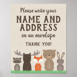 Woodland schreiben Sie Ihren Namen und Ihre Adress Poster