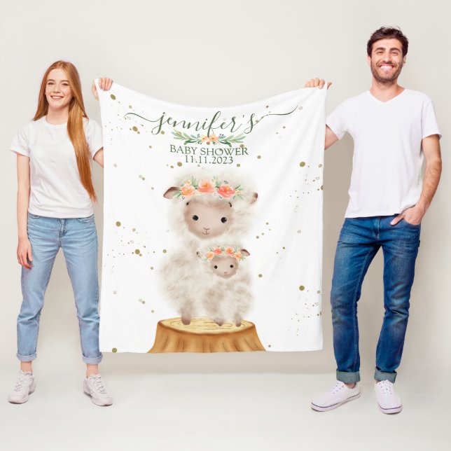 Woodland Sheep Animal Baby Shower Family Fleecedecke (Beispiel)