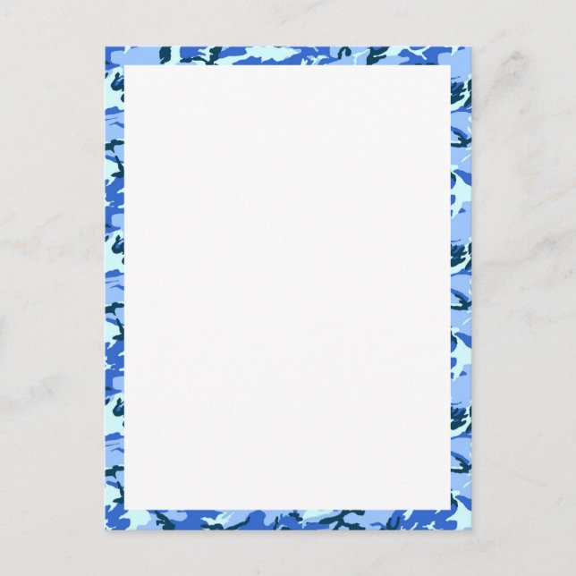 Woodland Sky Blue Camouflage mit White Postkarte (Vorderseite)
