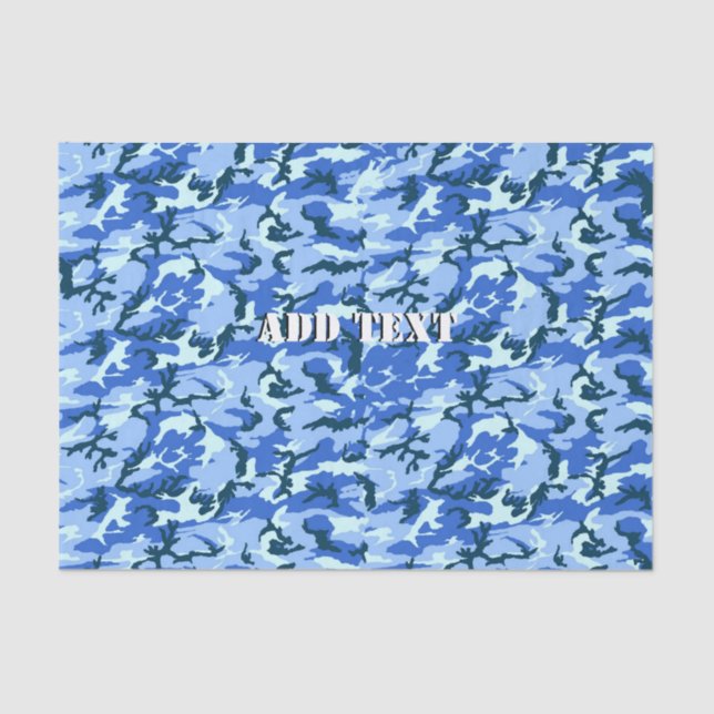 Woodland Sky Blue Camouflage Seidenpapier (Vorderseite)