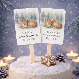 Woodland Sleeping Baby Deer Winter Baby Shower Fächer