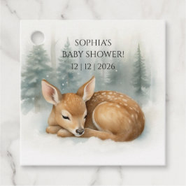 Woodland Sleeping Baby Deer Winter Baby Shower Geschenkanhänger