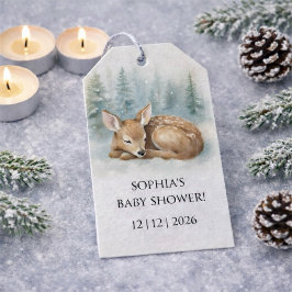 Woodland Sleeping Baby Deer Winter Baby Shower Geschenkanhänger