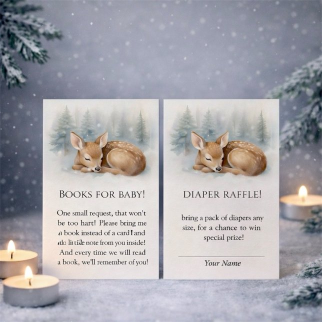 Woodland Sleeping Baby Deer Winter Diaper Raffle Begleitkarte (Woodland Sleeping Baby Deer Winter Diaper Raffle Enclosure Card)