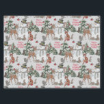 Woodland Snowman Deer Fox Christmas wünscht Grau Seidenpapier<br><div class="desc">"Warme Winterwünsche" heißen Sie willkommen und heißen Sie selbst an einem grauen, schneebedeckten Wintertag willkommen! Mein originelles Kunstwerk ist für einen fröhlichen Schneemann, der von Tierfreunden aus dem Wald aufgegeben wurde. Der graue Hintergrund lässt einen kalten Tag im Wald vermuten, aber jeder kann sich gut treffen. Es gibt eine Blüte,...</div>