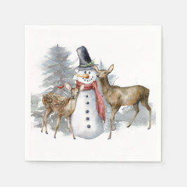 Woodland Snowman & Friends Serviette