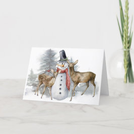 Woodland Snowman Weihnachtskarte Feiertagskarte