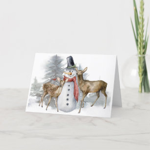 Woodland Snowman Weihnachtskarte Feiertagskarte