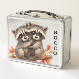 Woodland Snuggle Raccoons Metall Brotdose
