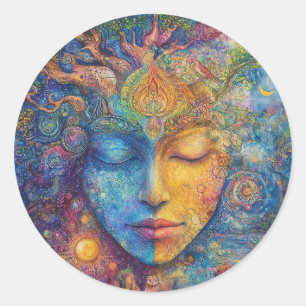 Woodland Spirit Goddess Runder Aufkleber