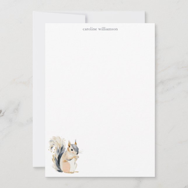 Woodland Squirrel Nature Personalized Stationery Mitteilungskarte (Vorderseite)