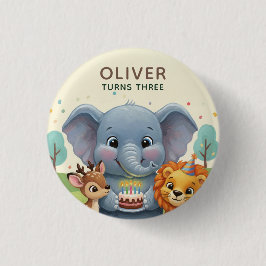Woodland Storybook Animals 3rd Birthday Party Button
