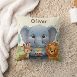 Woodland Storybook Animals Personalized Birthday Kissen