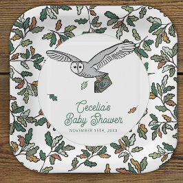Woodland Storybook Owl Baby Dusche Pappteller