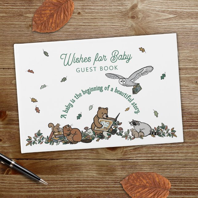 Woodland Storybook Wünsche für Babydusche Gästebuch (Wishes for Baby Guest Book )