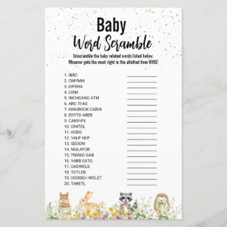 Woodland süße Tier Baby Dusche Wort Rührei
