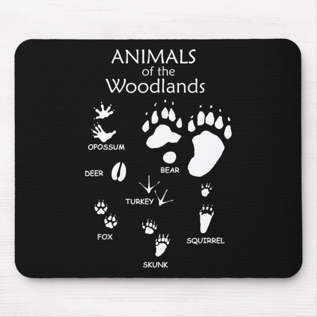 Woodland Süße Tier Paw Print Mousepad (Vorne)