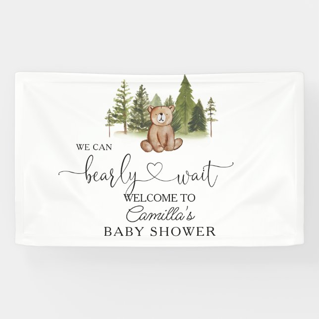 Woodland Teddy Bear Baby Dusche Willkommen Banner (Horizontal)