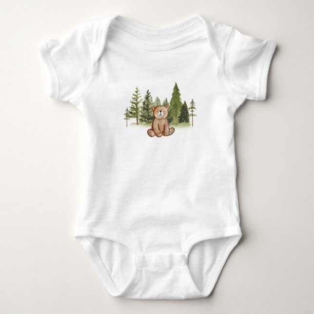 Woodland Teddy Bear Baby Strampler (Vorderseite)