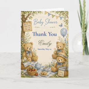 Woodland-Teddybär-Baby-Party Dankeskarte