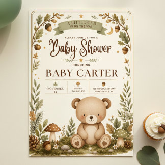 Woodland-Teddybär-Baby-Shower-Einladung Einladung