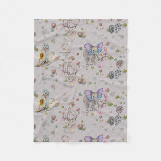 Woodland Theme Baby Fleecedecke (Vorderseite)