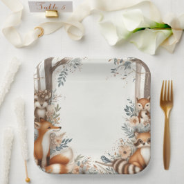 Woodland Themed Baby Dusche Papiere Teller