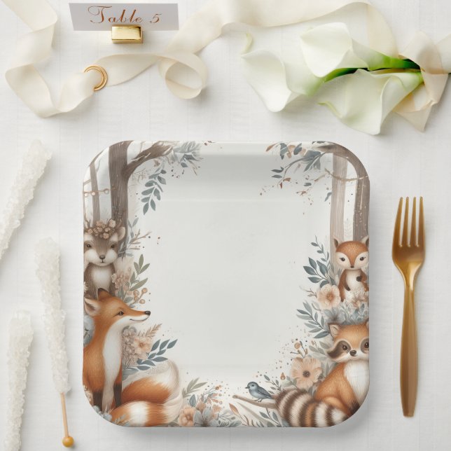 Woodland Themed Baby Dusche Papiere Teller (Hochzeit)