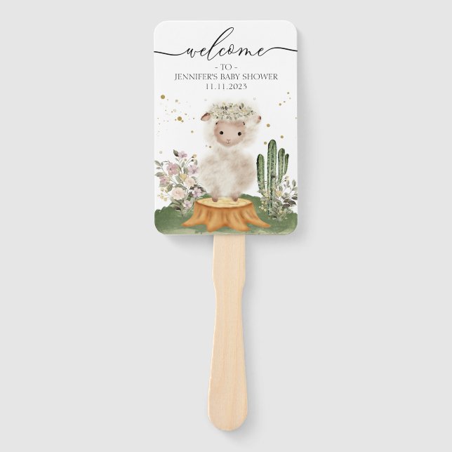 Woodland Themed Sheep Welcome to Baby Shower Fächer (Vorderseite)