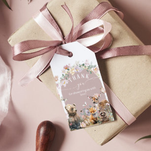 Woodland Tier Aquarell Blumenmädchen Kinderdusche Geschenkanhänger