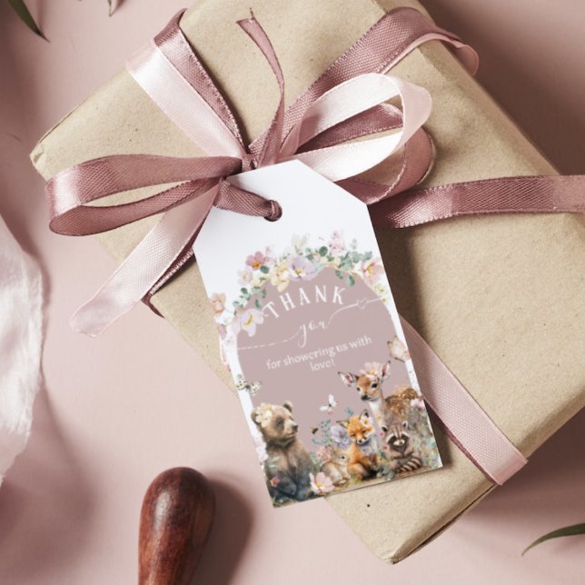 Woodland Tier Aquarell Blumenmädchen Kinderdusche Geschenkanhänger (Von Creator hochgeladen)