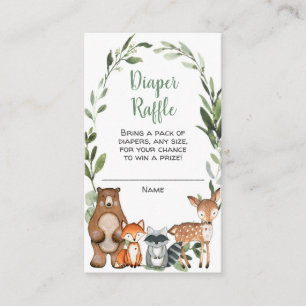 Woodland-Tiere Baby Dusche Windel Gewinnkarten Begleitkarte