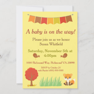 Woodland Tiere fallen Thema Kinderdusche Einladung