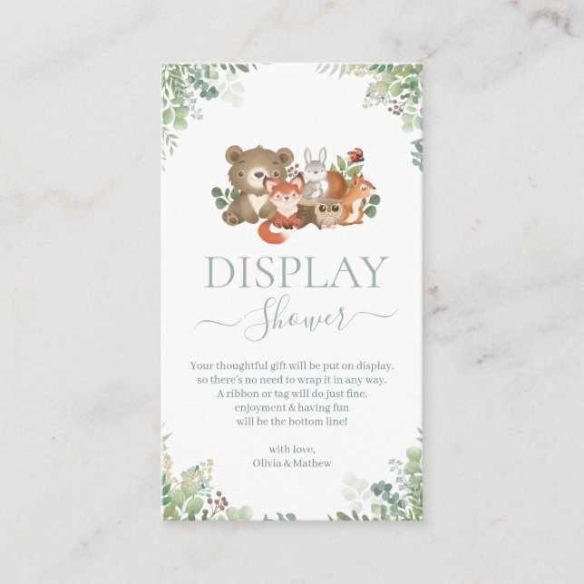 Woodland-Tiere Kinderdusche Begleitkarte (Vorderseite)