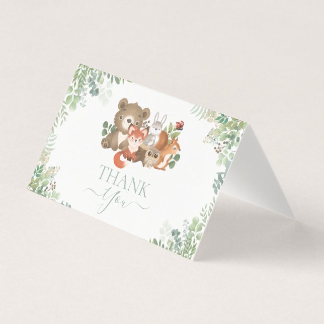 Woodland-Tiere Kinderdusche Danke, Einschließung (Vorderseite)