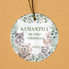 Woodland Tiere Niedlich First Christmas Baby Keramik Ornament