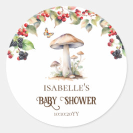 Woodland Toadstool & Mushroom Fall Babydusche Runder Aufkleber