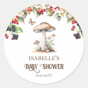 Woodland Toadstool & Mushroom Fall Babydusche Runder Aufkleber