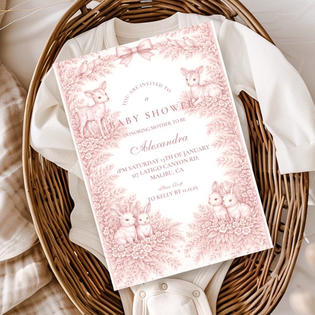 Woodland Toile Baby Shower Einladung (Von Creator hochgeladen)